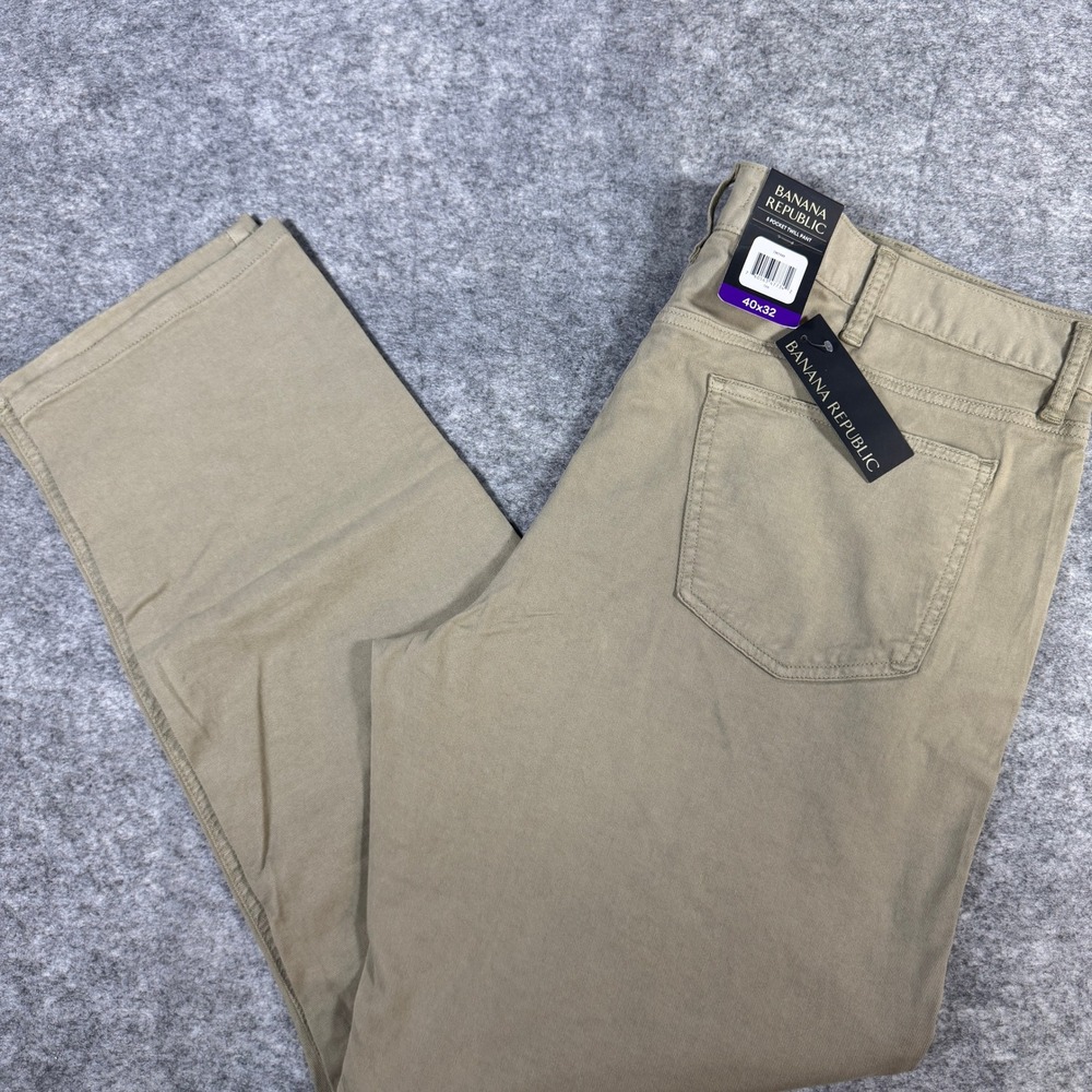 Banana Republic Mens Slim 5-Pocket Twill Pants Khaki Tan 40x32 NWT